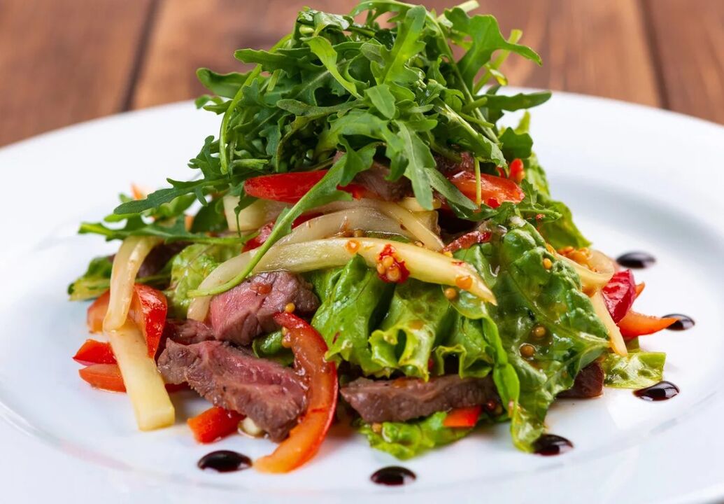 Veal salad and vegetables salad